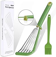 Vista 1 de Espátula de pescado, espátula de silicona resistente al calor de 600 ℉ con cepillo para untar, para utensilios de cocina antiadherentes, espátulas