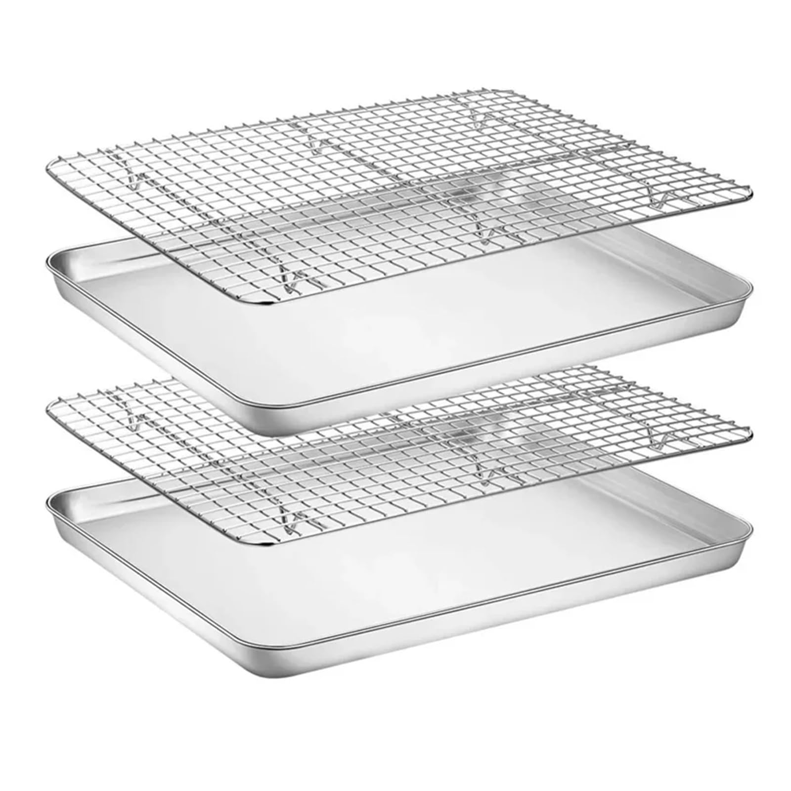 2 unids/set soporte de pastel de acero inoxidable rejilla extraíble estante de enfriamiento antiadherente cocina pan galleta bandeja for hornear Pizza utensilios for hornear (Color : 40.5x30.5x2.5cm