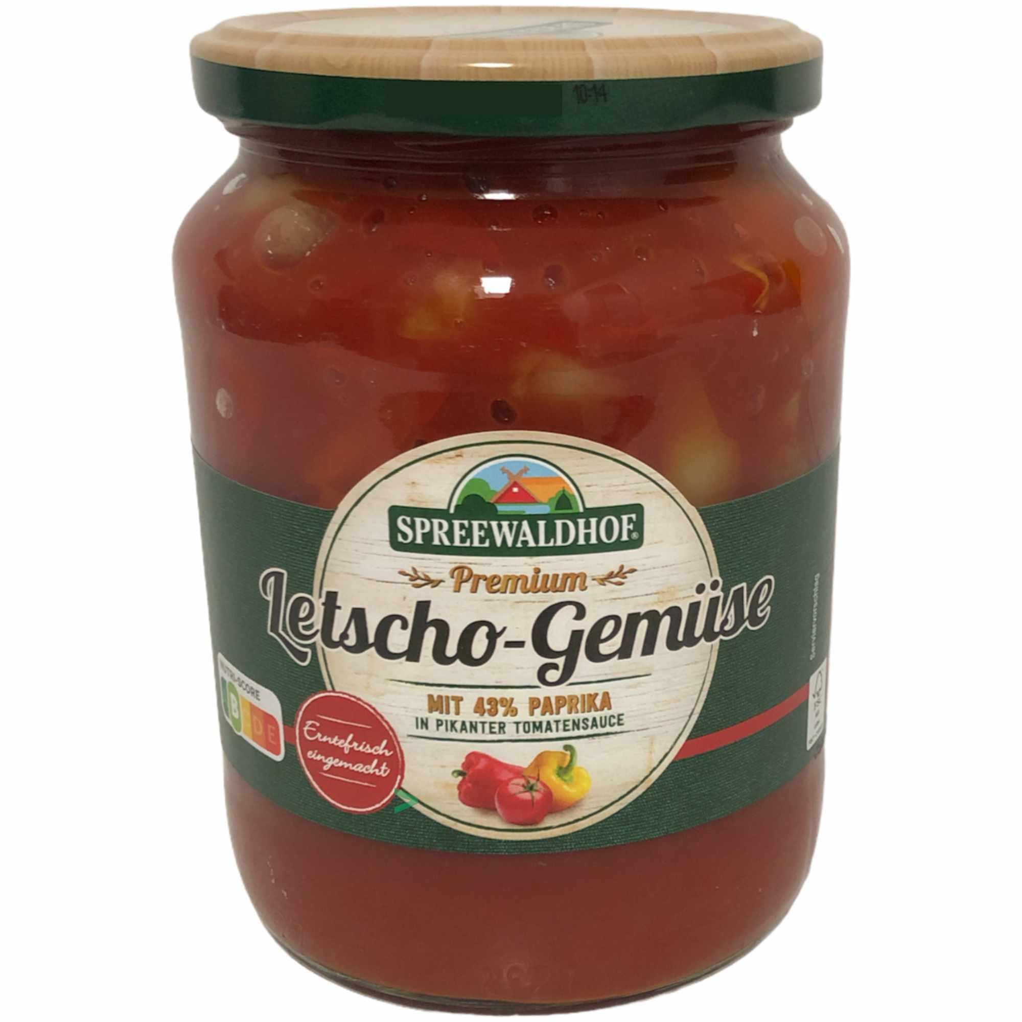 Spreewaldhof Premium Letscho-Gemüse ungarischer Art 6er Pack (6x720ml Glas) + usy Block