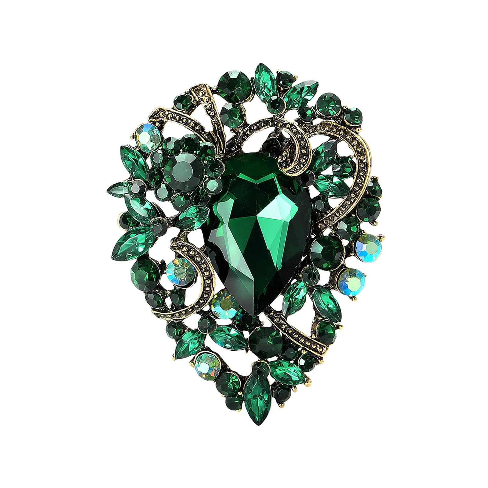 Premium Rhinestone Brooch Pin for Women Big Large Crystal Oval Brooch Lapel Pin Sparkling Red/Purple/Green/Gold/Silver/Black/Blue Crystal Brooch