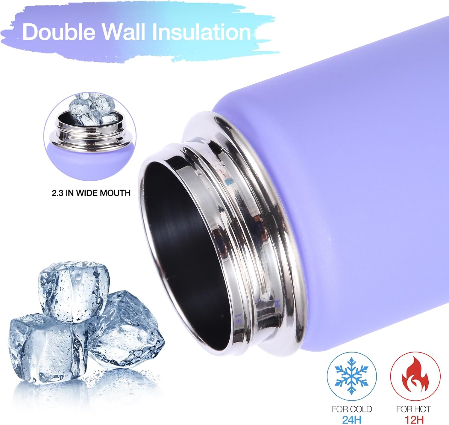 Volhoply 20oz Insulated Stainless Steel Water Bottle With Straw Lid Bulk 8 Pack,Kids Double Wall Vacuum Cups With Handle,Reusable Outdoor Sports Metal Bottles,Travel Flask Keep Cold(Assorted,8) - Image 3