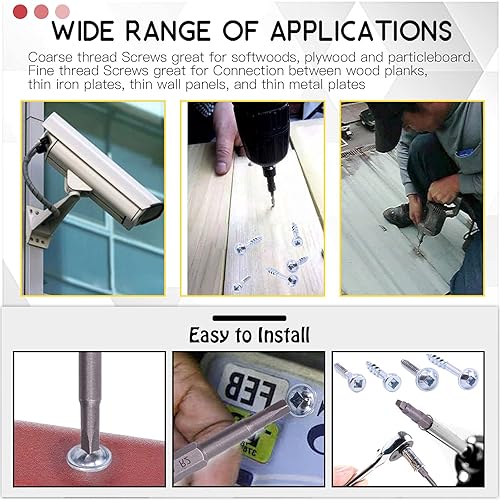Miniatura 6 de Hilitchi Tornillos de acero de aleación #8 para agujeros de bolsillo de zinc resistentes a la intemperie, tornillos cuadrados con unidad cuadrada