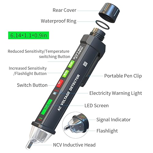 Miniatura 7 de ZOYI ZT-DB03 - Detector de voltaje de CA - Pluma de probador de voltaje sin contacto, sensibilidad ajustable, probador de electricidad, probador de