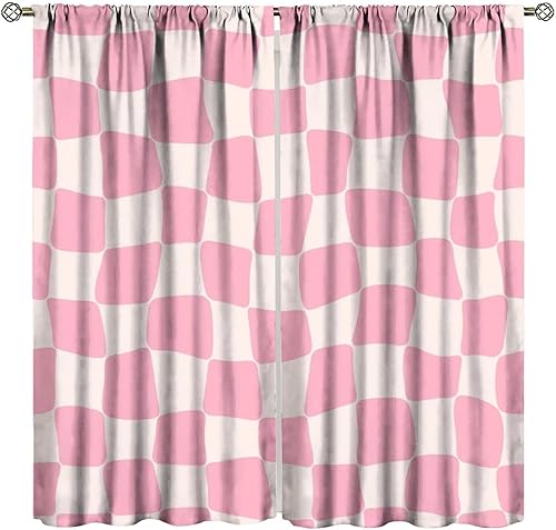 Miniatura 22 de Cortinas amarillas groovy retro de los años 70, abstracto, amarillo, retorcido, moderno, geométrico, textura ondulada, tratamiento de ventana para