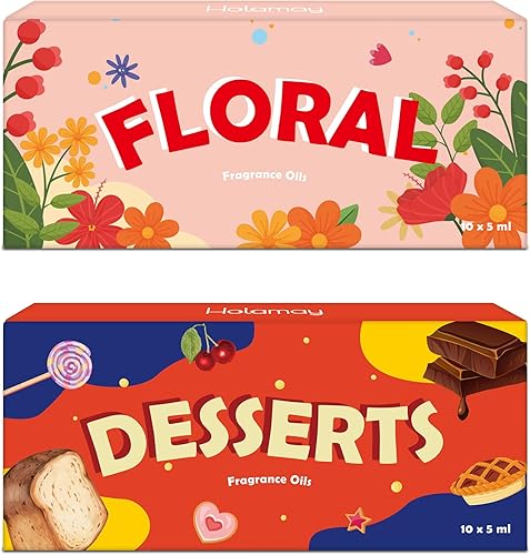 Aceite aromático de postres y flores para hacer jabón y velas, aceites perfumados de alta calidad, 20 x 0.2fl oz, vainilla cremosa, canela de