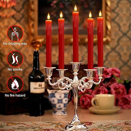 Miniatura 5 de 8 velas cónicas sin llama de cera real con 2 controles remotos y temporizador, velas sin llama, velas LED parpadeantes con mecha 3D, para decoración