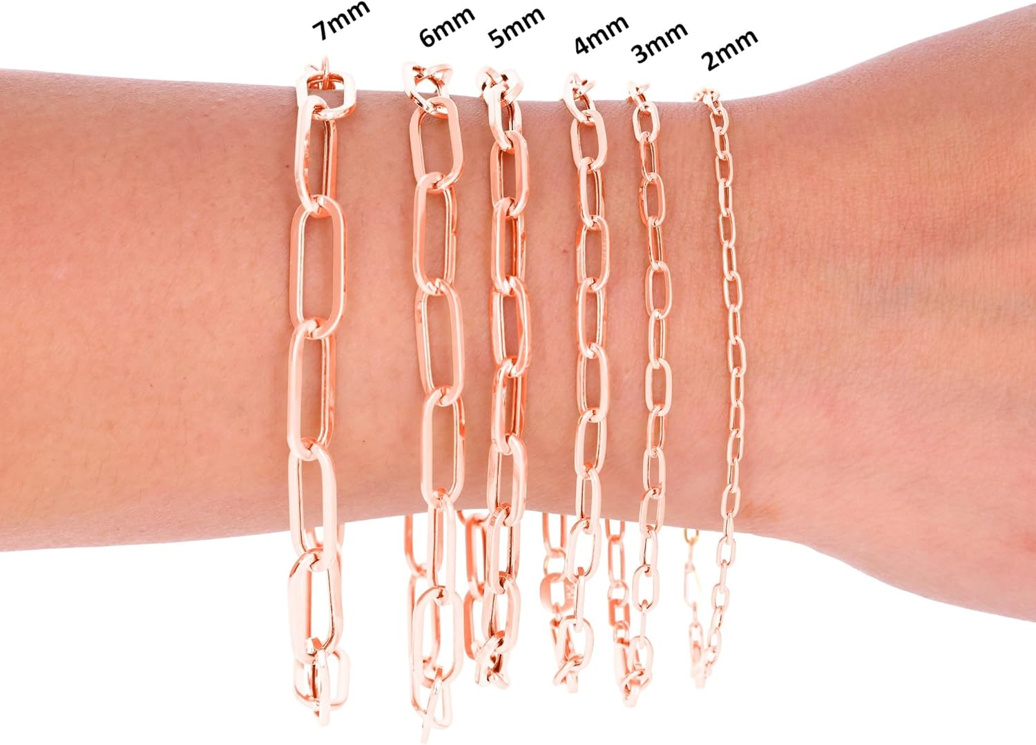 Nuragold 10k Real Rose Gold Paperclip 2mm Elongated Cable Link Bracelet (7"-8") Dainty Italian Jewelry for Men & Women