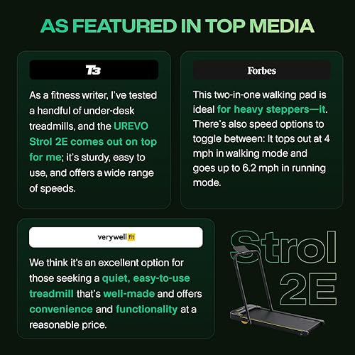 Miniatura 4 de UREVO Strol 2E Smart 2-in-1 Folding Treadmill, Compact Walking Pad with Safety Handle, Plug and Play, Standing Desk Treadmill with Dual LED Display