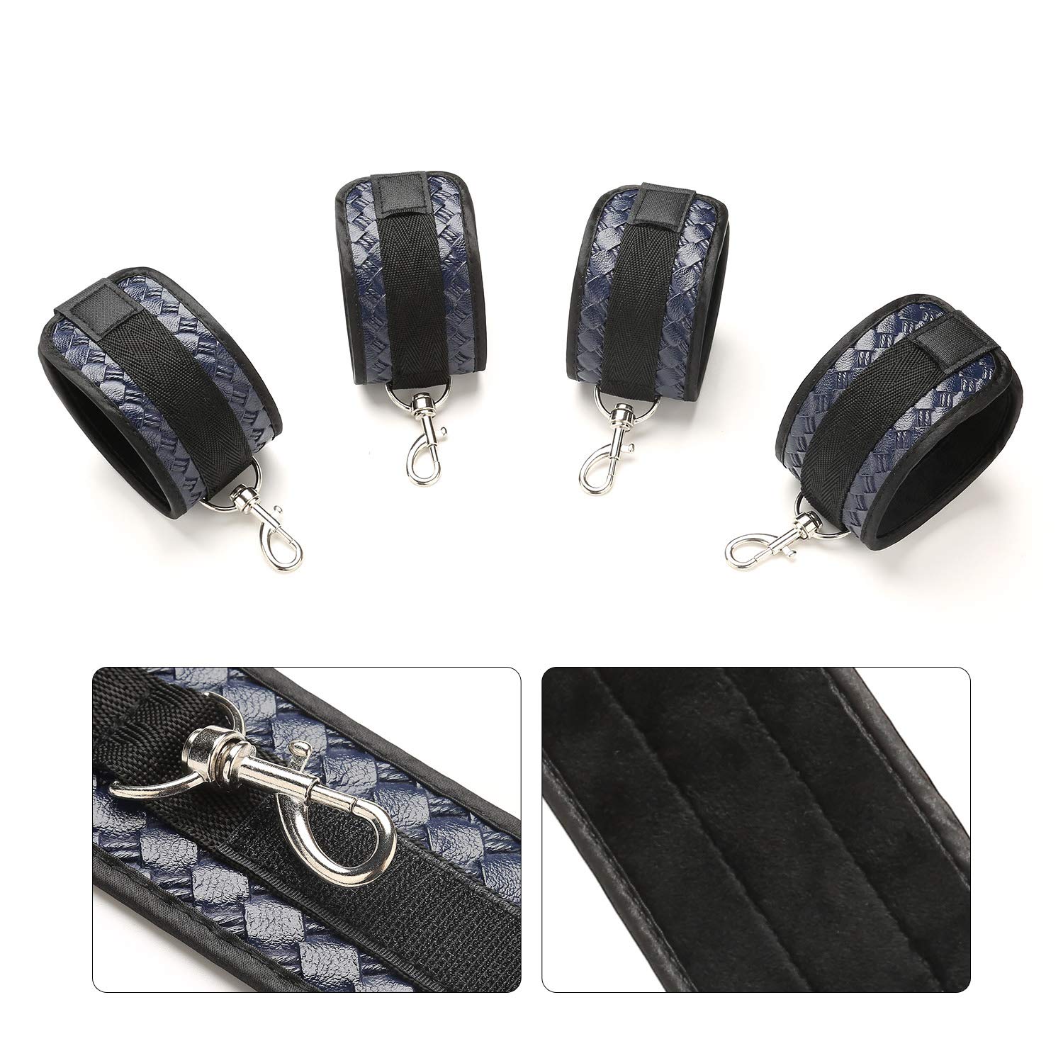 Adjustable Spreader Bar Set with 2 Adjustable PU Straps, Workout Bar, Sports Training Fitness Gear Home Indoor Gyms (Black+blue)