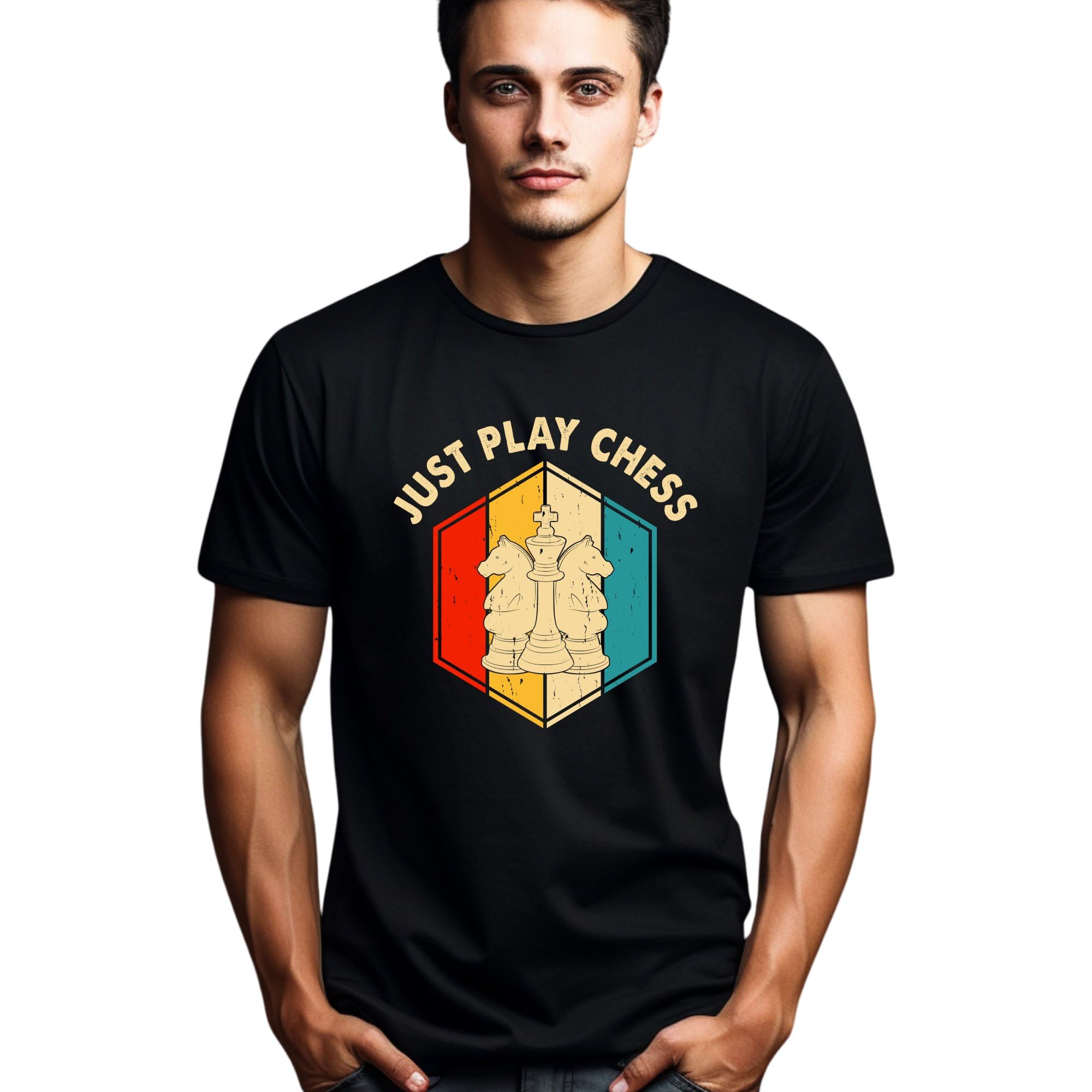 Seek Buy LoveRetro Chess T-Shirt, Just Play Chess Graphic Tee, Unisex Chess Lover Shirt, Vintage Board Game Enthusiast Top, Casual Streetwear