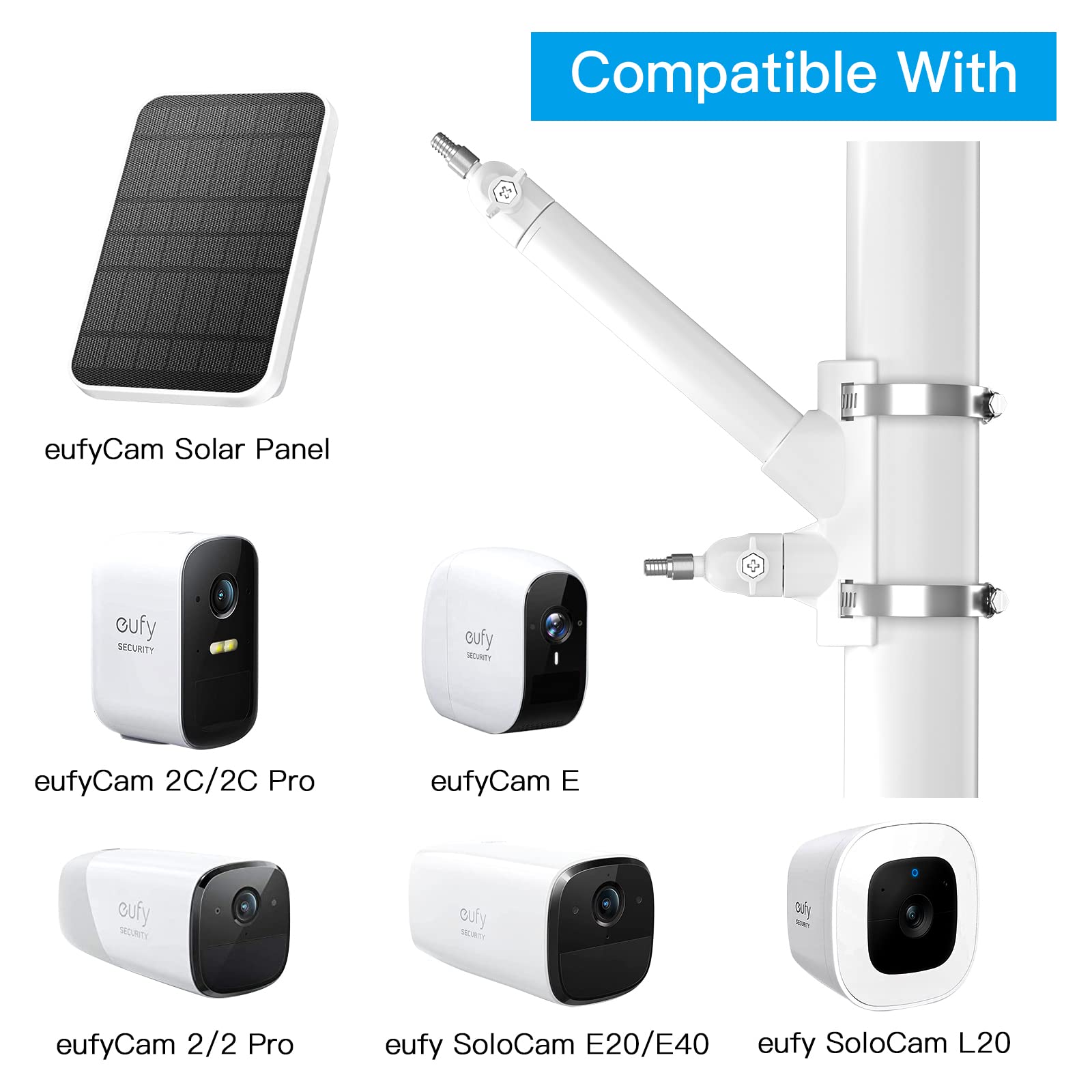 Amazon.com : 2-in-1 Pole Mount for Solar Panel, Eufycam 2c/2c Pro