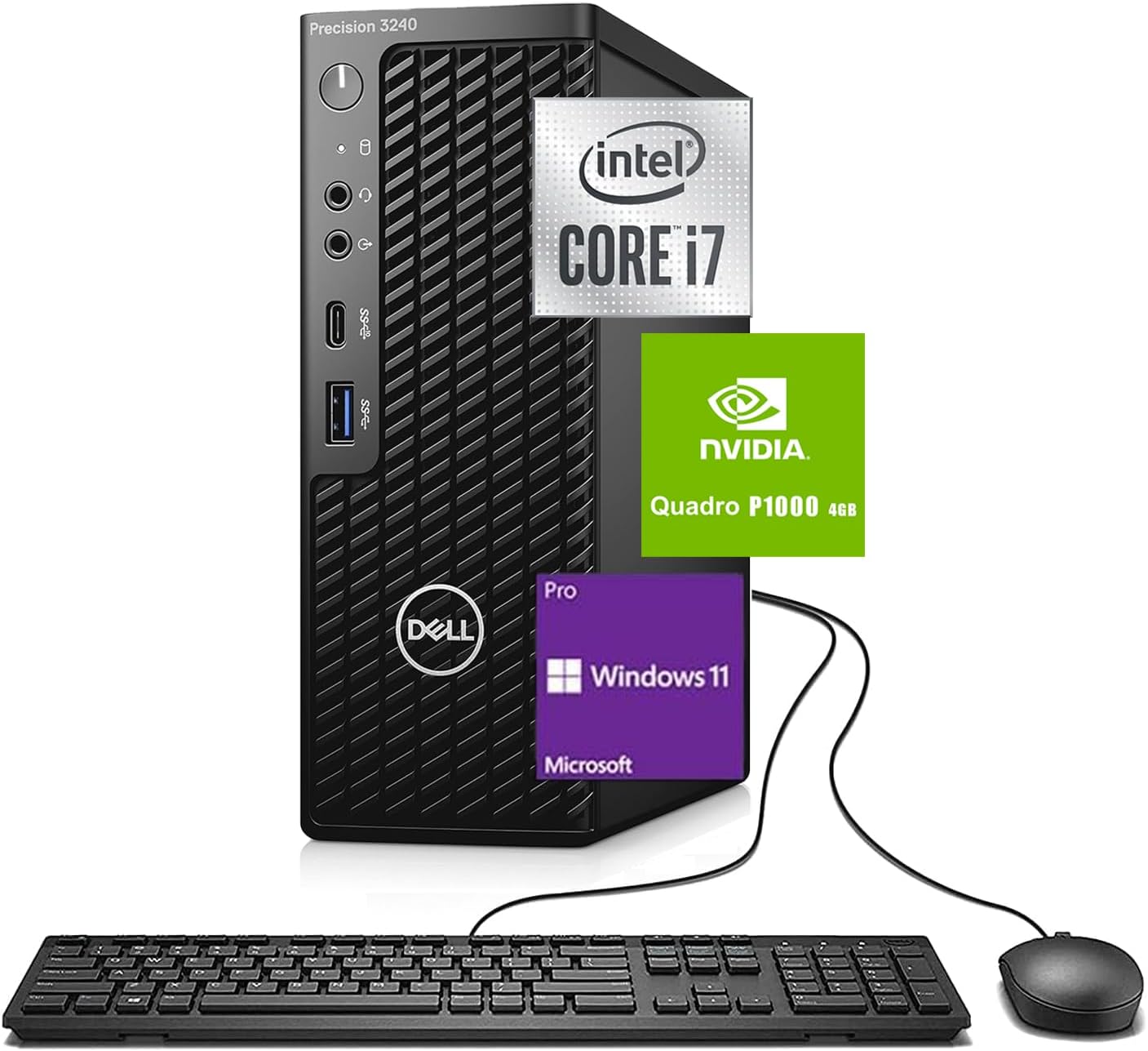Dell Precision 3240 Workstation Desktop Computer PC, Intel Core i7-10700 up to 4.7GHz, NVIDIA Quadro P1000, 16GB DDR4 RAM 512GB SSD, Keyboard & Mouse, USB Wi-Fi, Windows 11 Pro (Renewed)