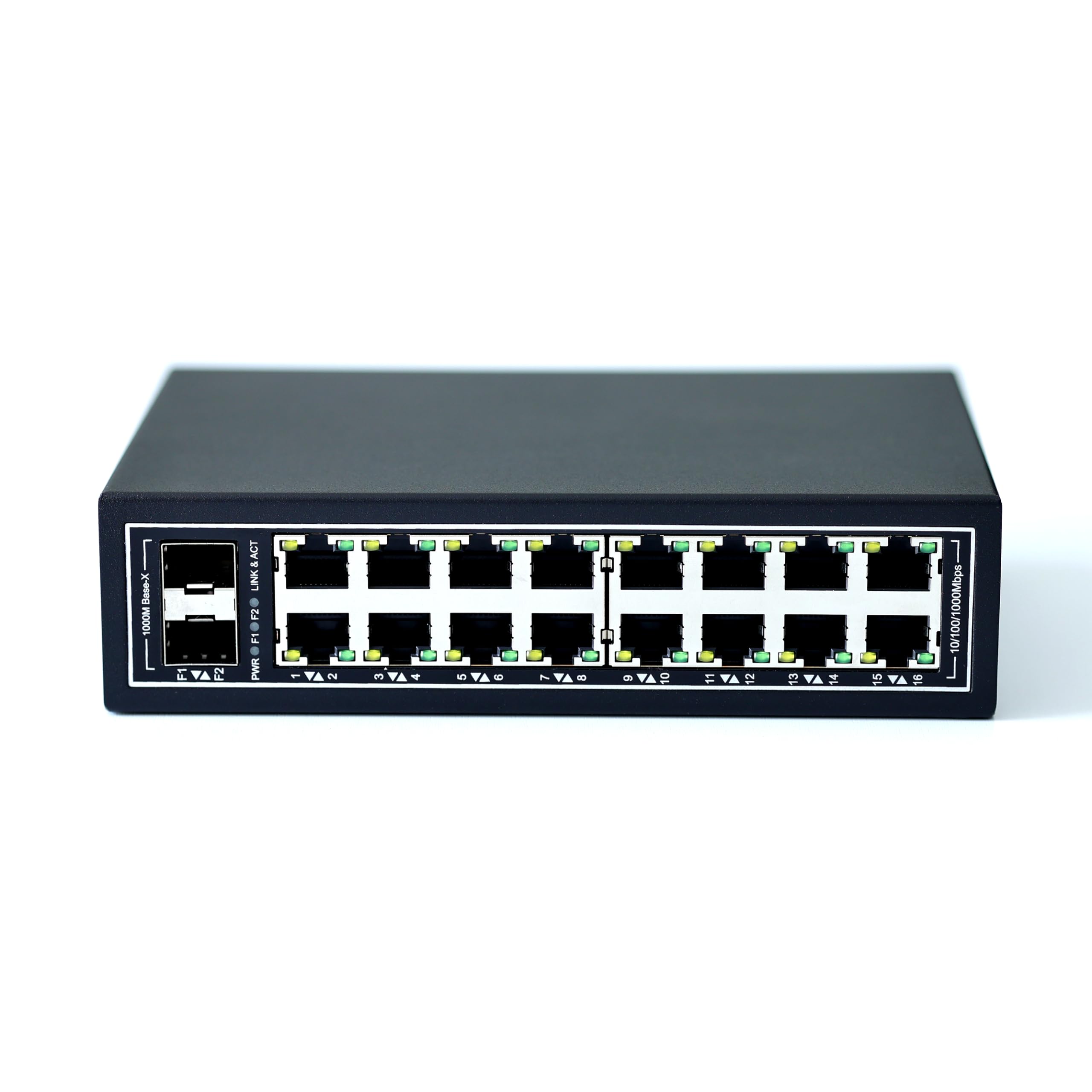 WDH-16GT2GF-DC 10/100/1000Mbps Switches Gigabit Industrial Ethernet de 18 Puertos no administrados con riel DIN/Montaje en Pared (sin Ventilador, -30 ℃ ~ 75 ℃)
