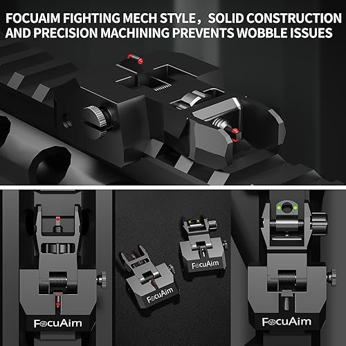 Miniatura 2 de Focuaim R3 - Miras de hierro de fibra óptica, mira de hierro abatible duradera con puntos rojos y verdes, ajuste sin herramientas, mira de hierro