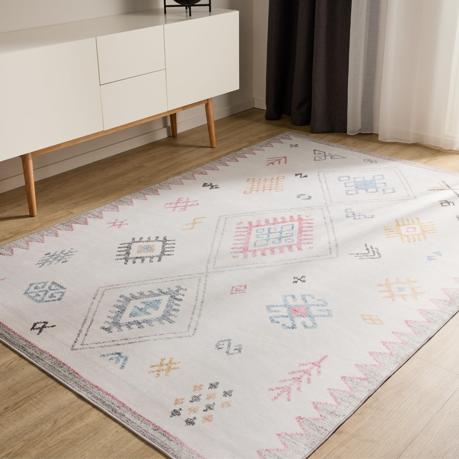 benuta Basic Tapis Salon George - Multicolore 80x150 cm - Lavable - Rectangulaire Vintage, Élégant, Rétro pour Chambre, Couloir, Salle à Manger