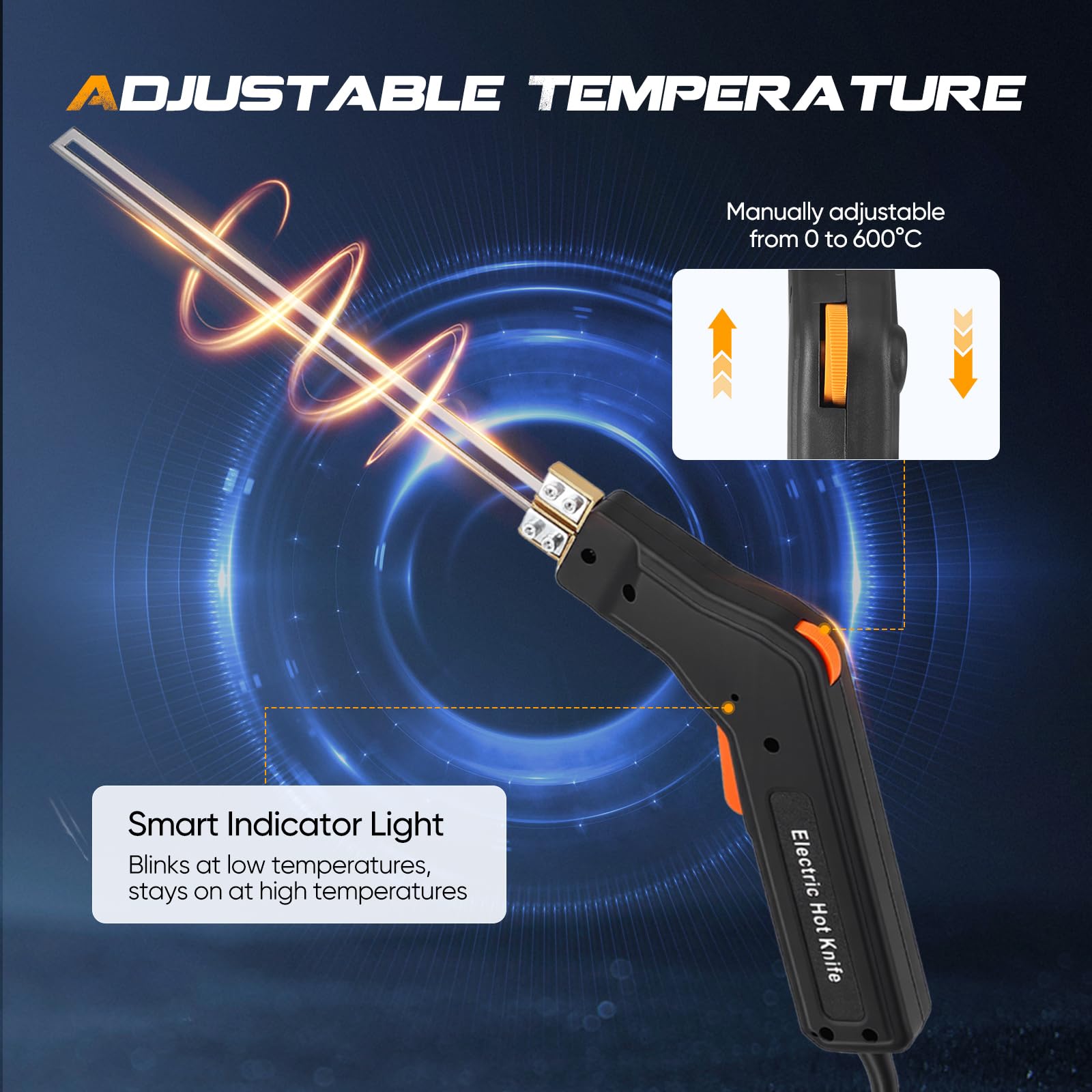 300W Styroporschneider Elektrisch, Heißschneider für Seile (0-600℃) Temperatur Einstellbar, Styrocutter mit 4 Klingen für EPS, EPP, KT Board, EVA, PU, Seilgewebe, Schaumstoff