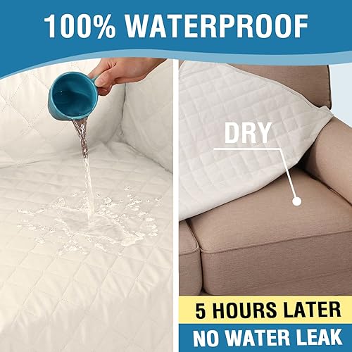 Miniatura 4 de H.VERSAILTEX - Fundas de sofá para sofá de 3 cojines, protector de sofá para perros, fundas de muebles para mascotas, funda 100% impermeable con