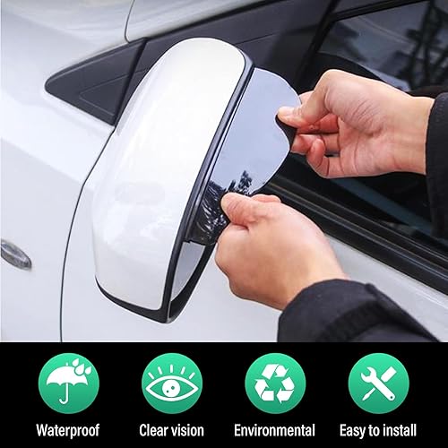 Miniatura 10 de Kewucn 2 cejas de espejo para la lluvia, protectores impermeables para espejos laterales de automóvil, accesorios exteriores universales que se