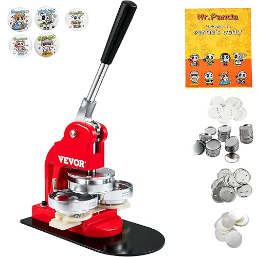 VEVOR Button Maker Machine 2.25in 58mm Button Badge Maker Punch Press Machine with 500 Pcs Circle Button Parts and Circle Cutter (58MM 500P) - 2.25'' + 500 pcs