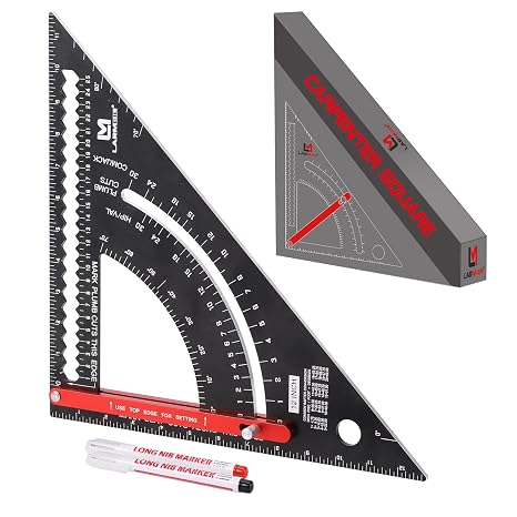 Carpenter Square, 12 Inch Woodworking Tools - Aluminium, Framing, Adjustable Rafter & Combination Square, Perfect Carpenters Gift