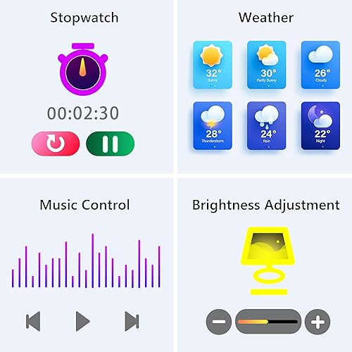 Miniatura 7 de KALINCO Reloj inteligente para mujer, rastreador de actividad física de 1.69 pulgadas con frecuencia cardíaca, presión arterial, seguimiento de