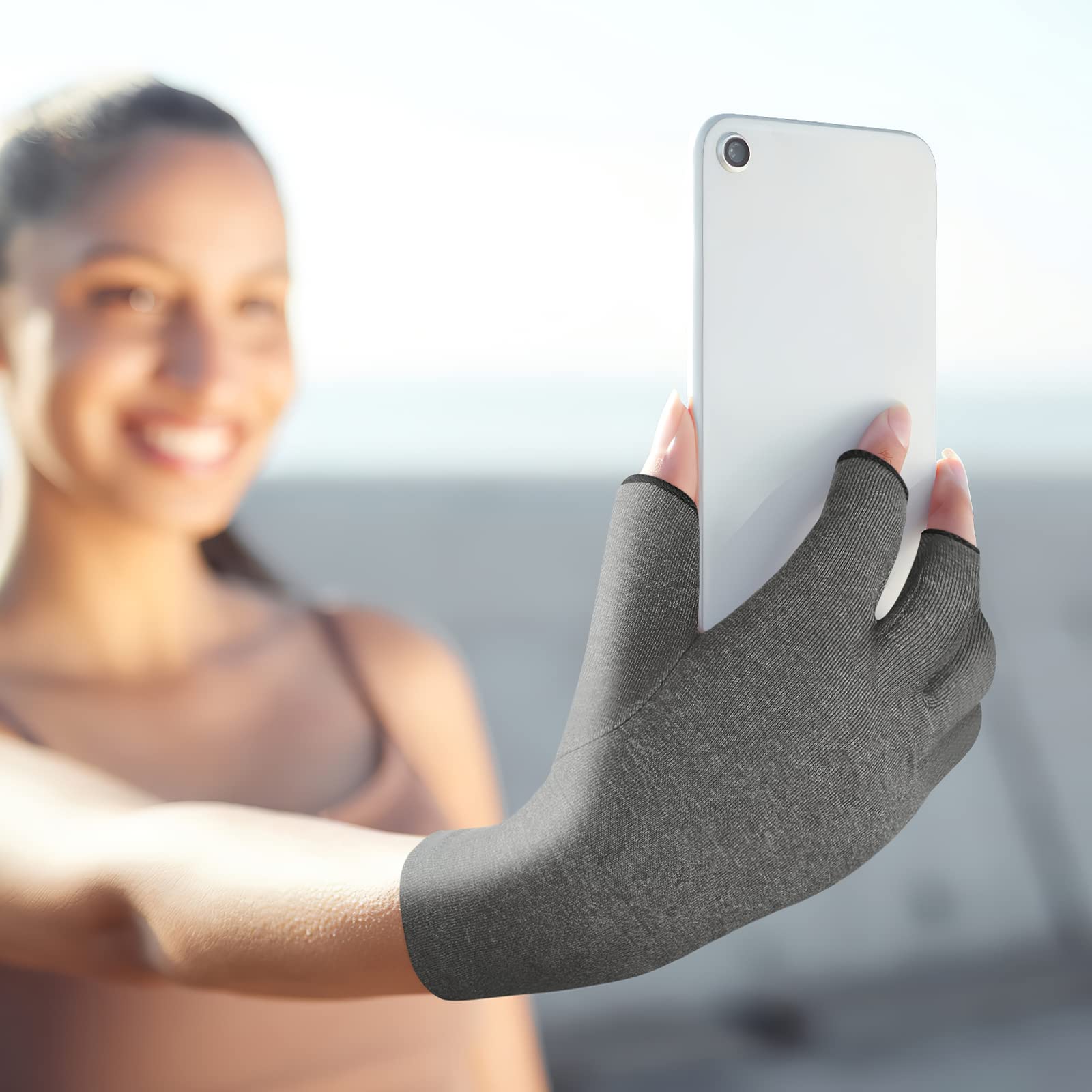 Duerer Handschuhe herren und damen winter, Fingerlose handschuhe damen, Touchscreen Warme (Grau, L)