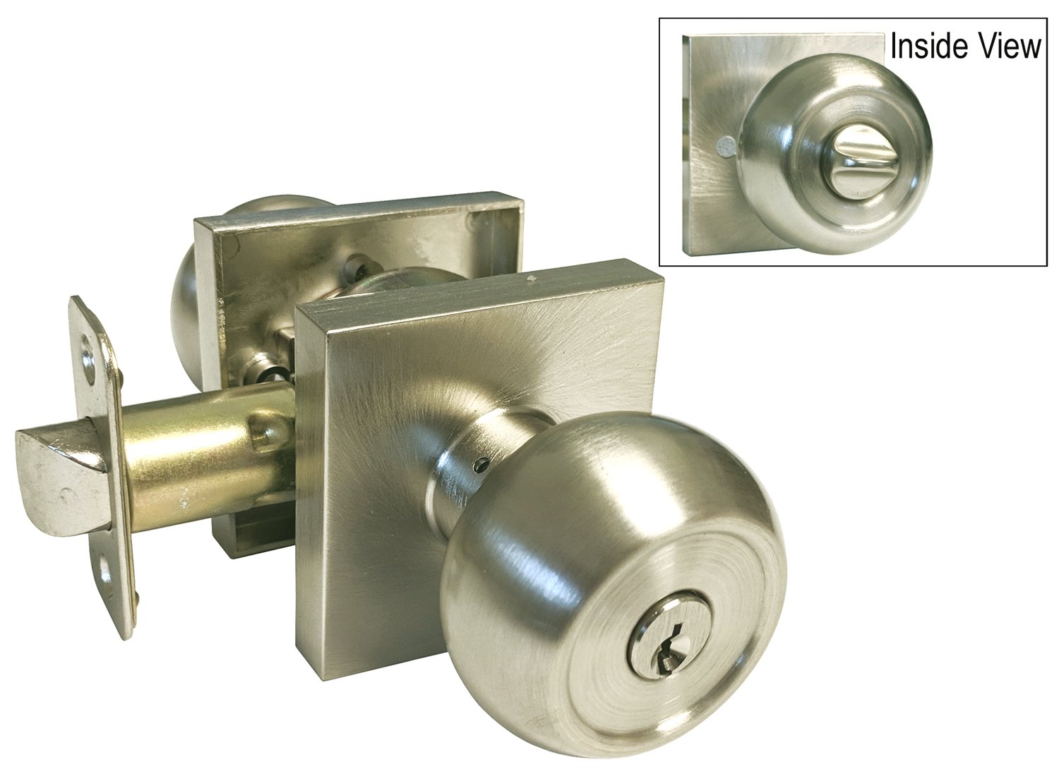 Satin Nickel Keyed Entry Door Knob with Round Ball Design,Durable All