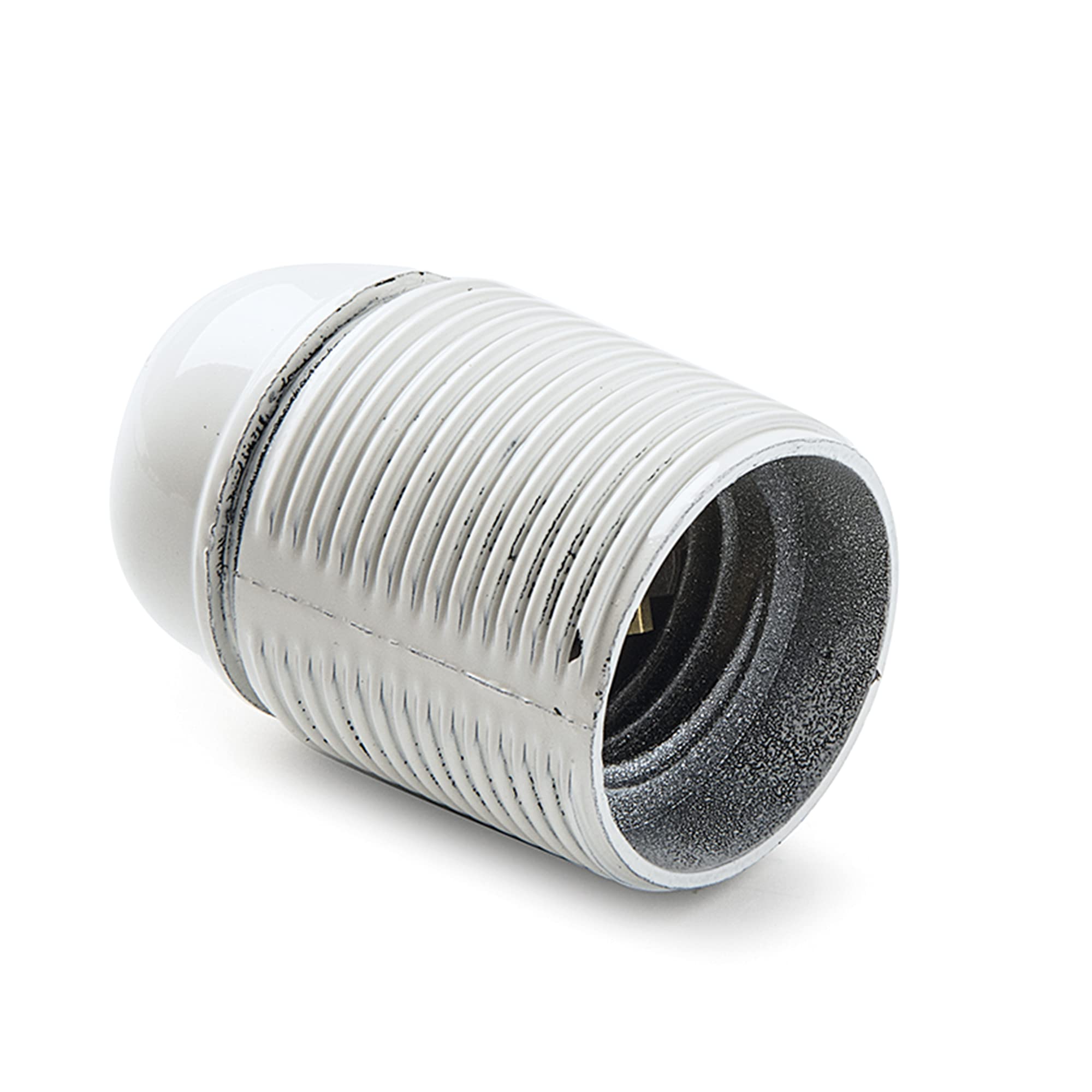 FAMATEL – Portalámparas roscado | Baquelita | Bombillas E-27 | 4A | 250V | Blanco