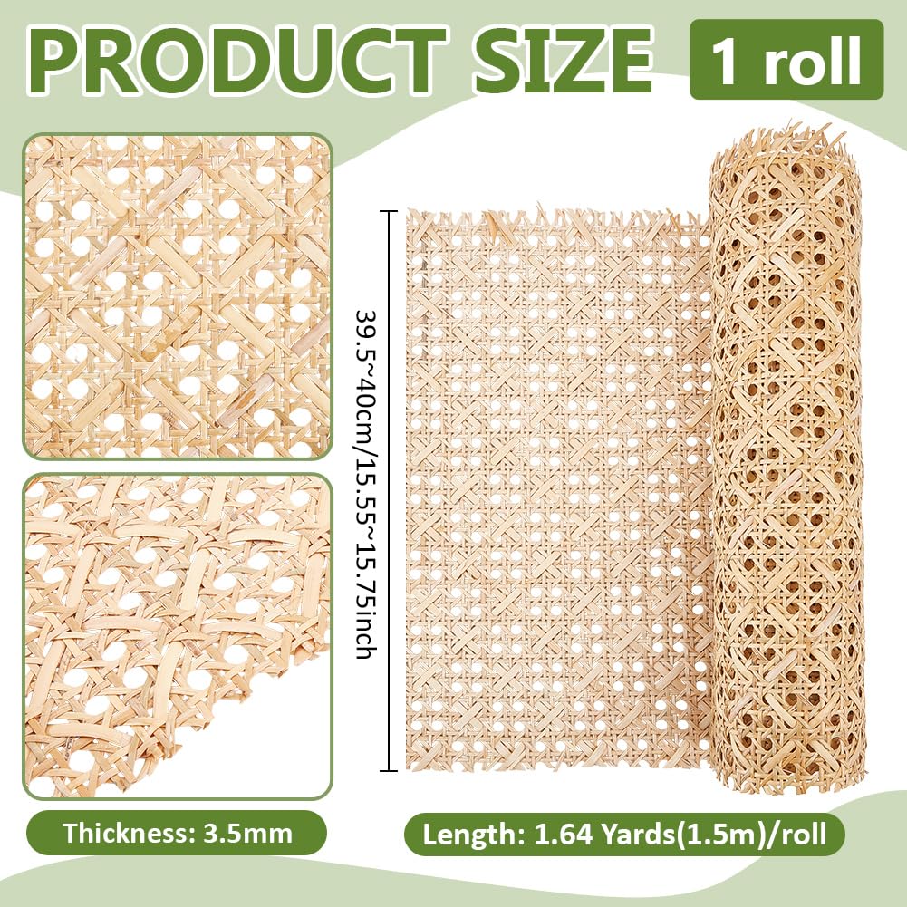 BENECREAT Rattan Naturale Rotolo 1.5m x 40cm, Rotolo di Fettuccia In Rattan A Forma di T, Materiale per Incannucciatura per Progetti di Arredamento e Forniture Fai Da Te