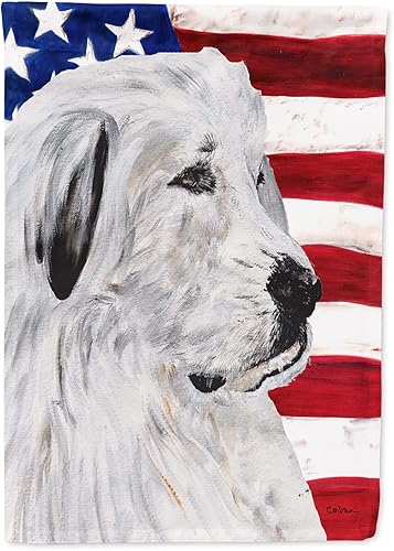 Miniatura 158 de Caroline's Treasures SS4017GF Bandera de Estados Unidos con Bulldog Inglés para jardín, bandera decorativa para patio exterior, patio, parterres,