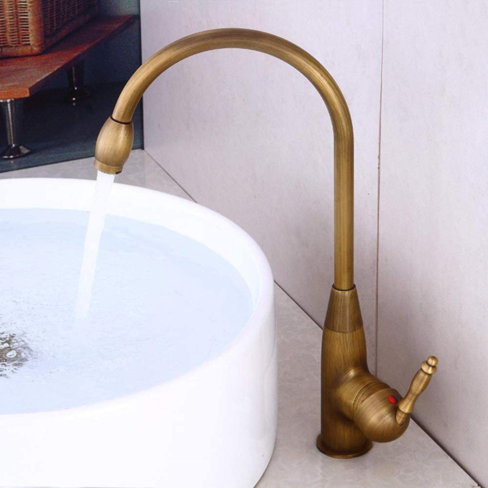 Rubinetto Miscelatore in Ottone retrò Rubinetto monocomando Girevole per Bagno Rubinetto per Acqua Calda e Fredda Rubinetti per lavello da Cucina