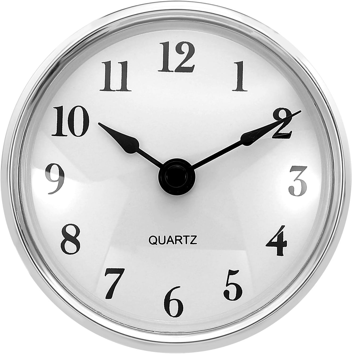 PATIKIL 3.1" 80mm Quartz Clock Insert, Round Quartz Movement Miniature Clock Mini Arabic Numeral Clock Fit 75mm/3" Diameter Hole for Replacement Home, Silver Tone/White, Style 17