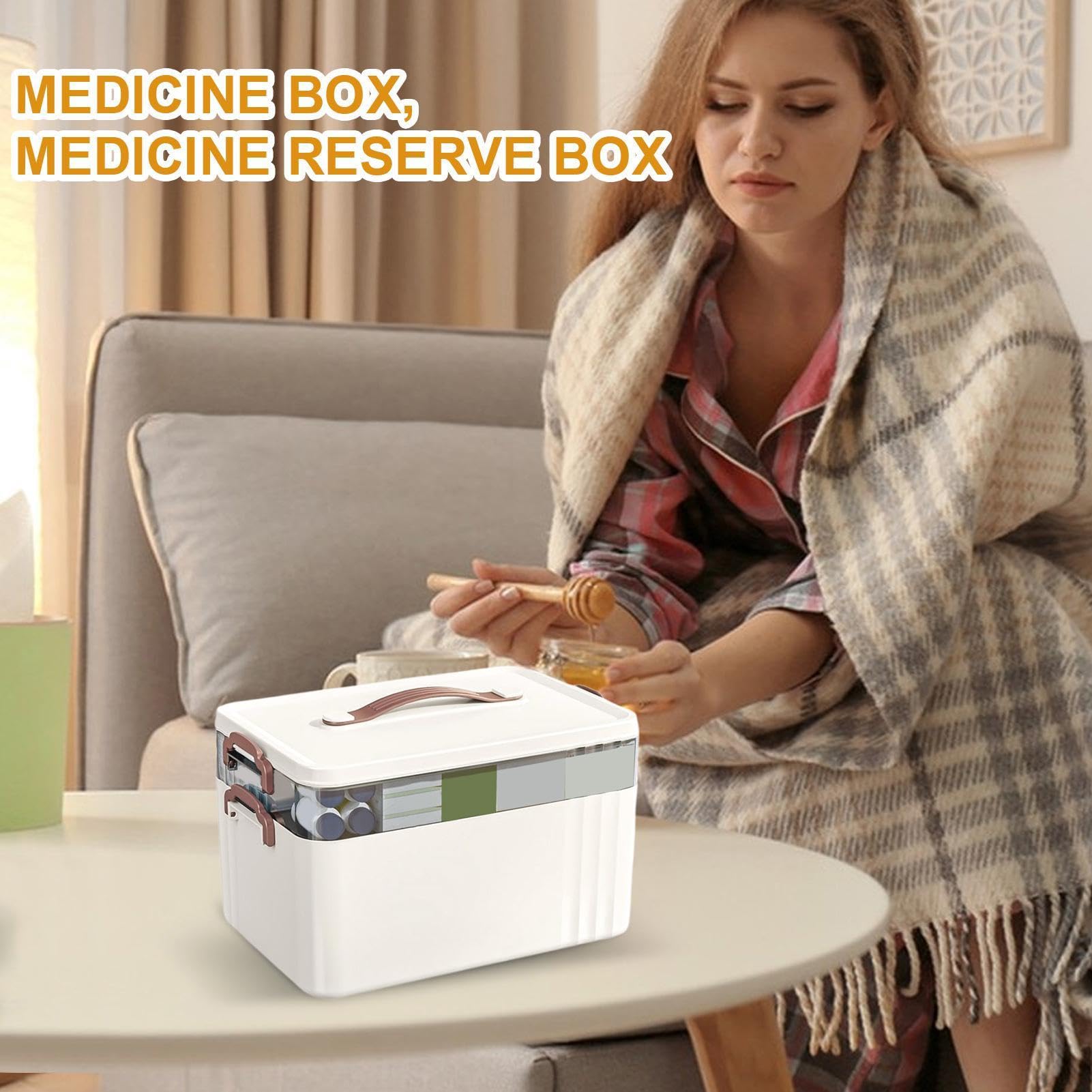 de Almacenamiento Médico Pastillero Familiar Transparente de Gran Capacidad | Organizador De Soporte Kit Organizador Contenedor Transparente Gran Capacidad para Accesorios Herramientas y Suministr
