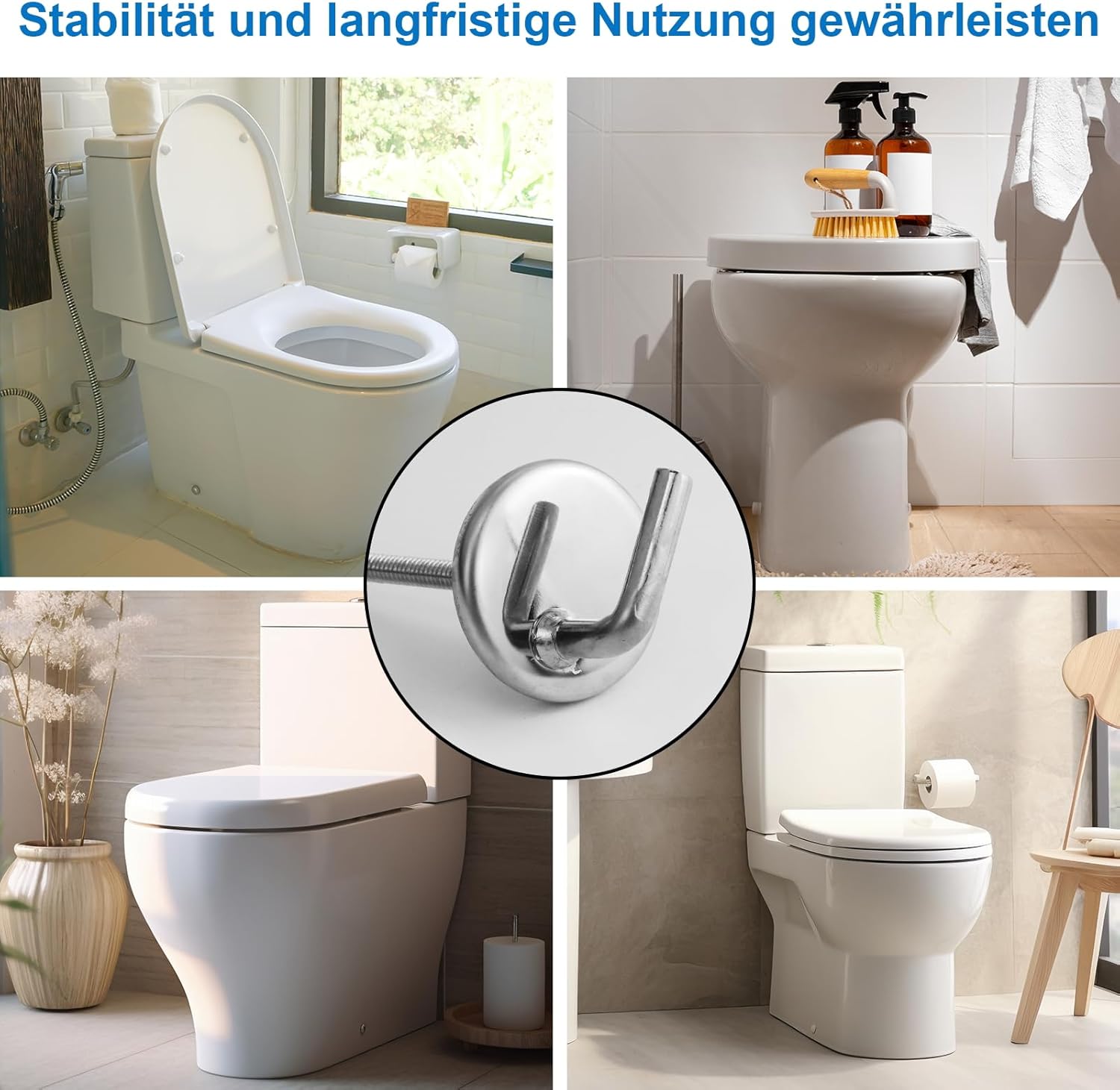 Toilet Seat Mounting Set Replacement Parts Including Washers, Hinges, Screws and Wrench, Stainless Steel Toilet Seat for Toilet Lid, Pack of 15