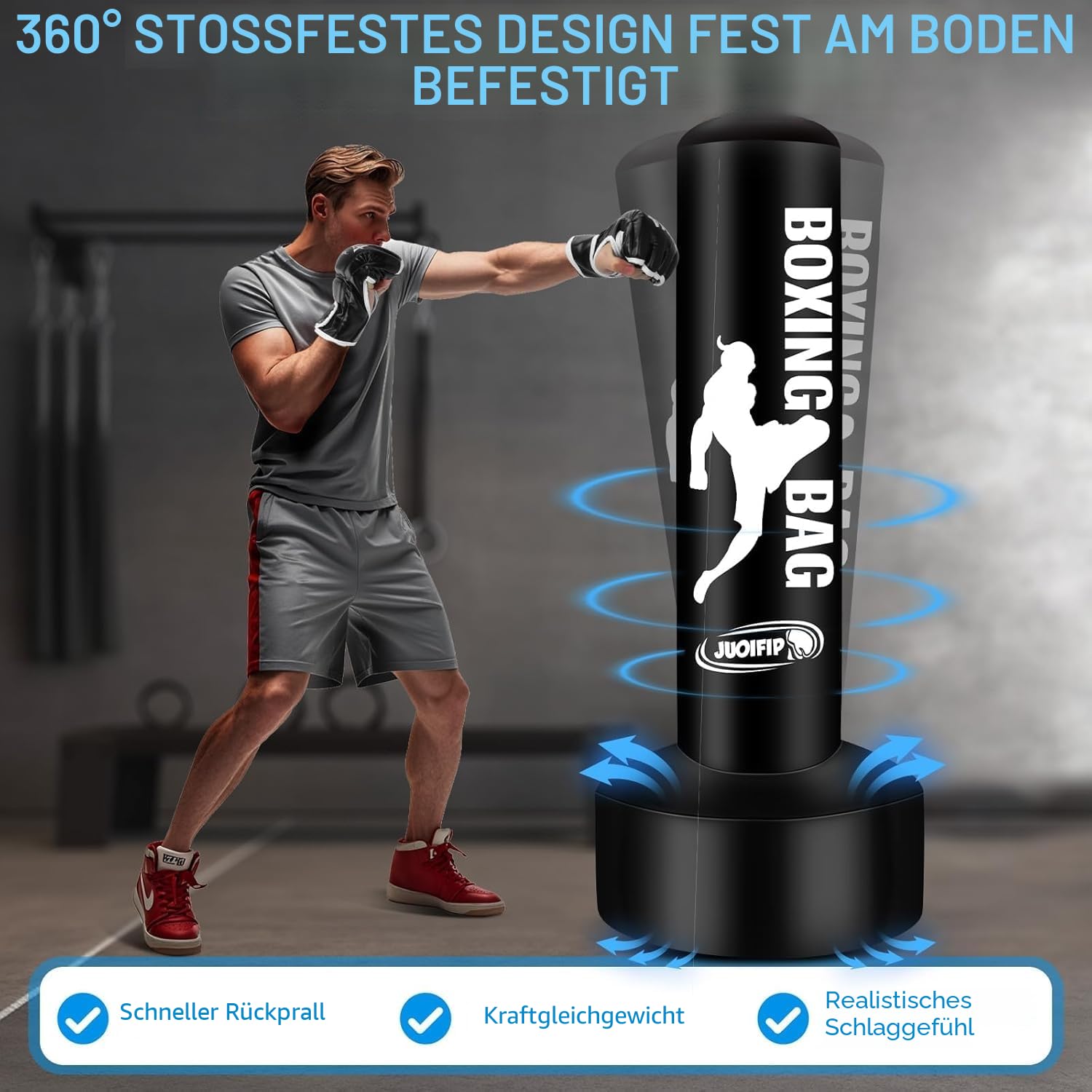 YORWHIN Boxsack Erwachsene 180cm, Aufblasbare Boxsack Stehend Freistehende Kickboxsäcke Ausrüstung für das Training MMA Muay Thai Fitness zu verwenden