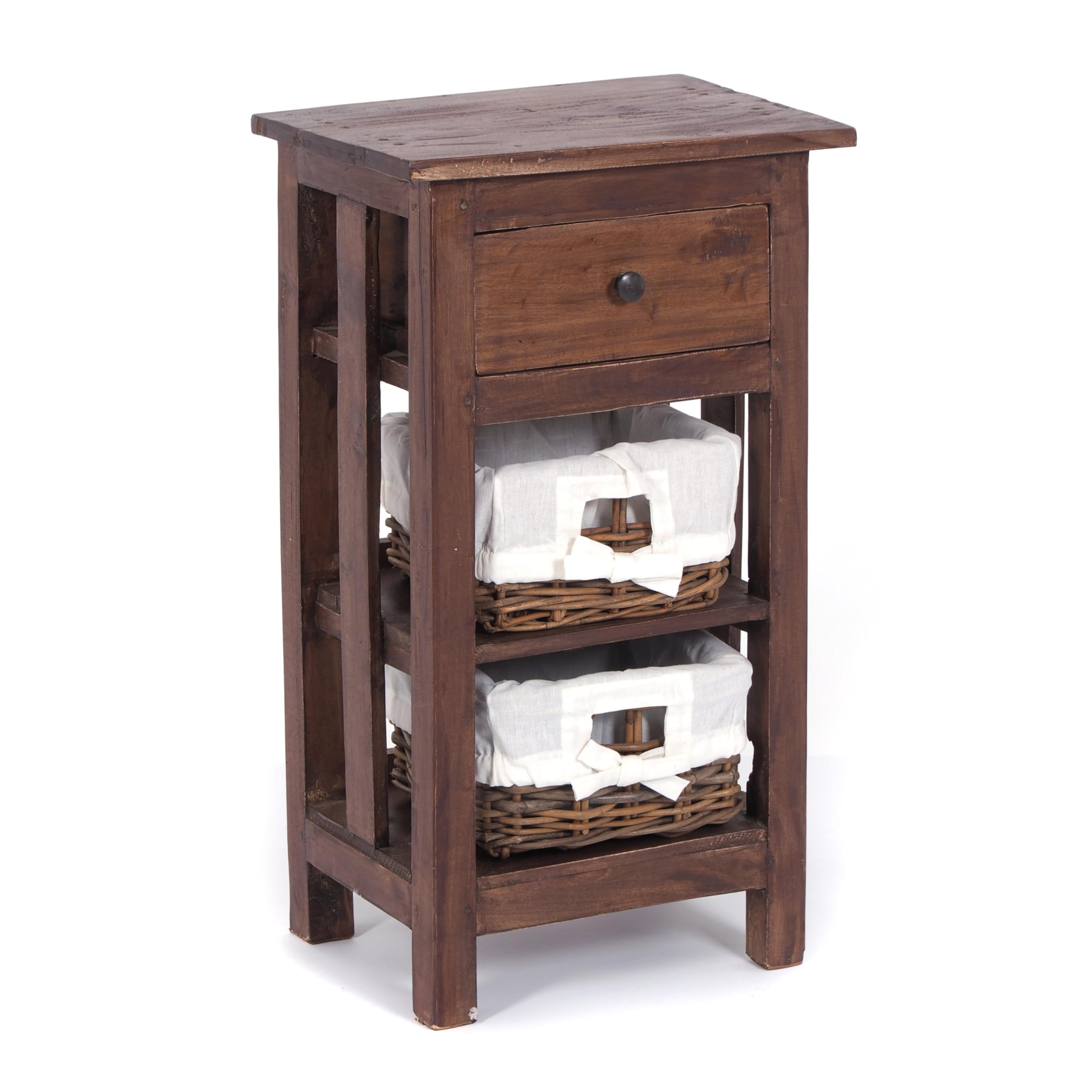 Armadietto Legno Mogano “Plant 80” - Stile Shabby Chic, 80x36x25 Cm, Marrone Chiaro - Foto 4