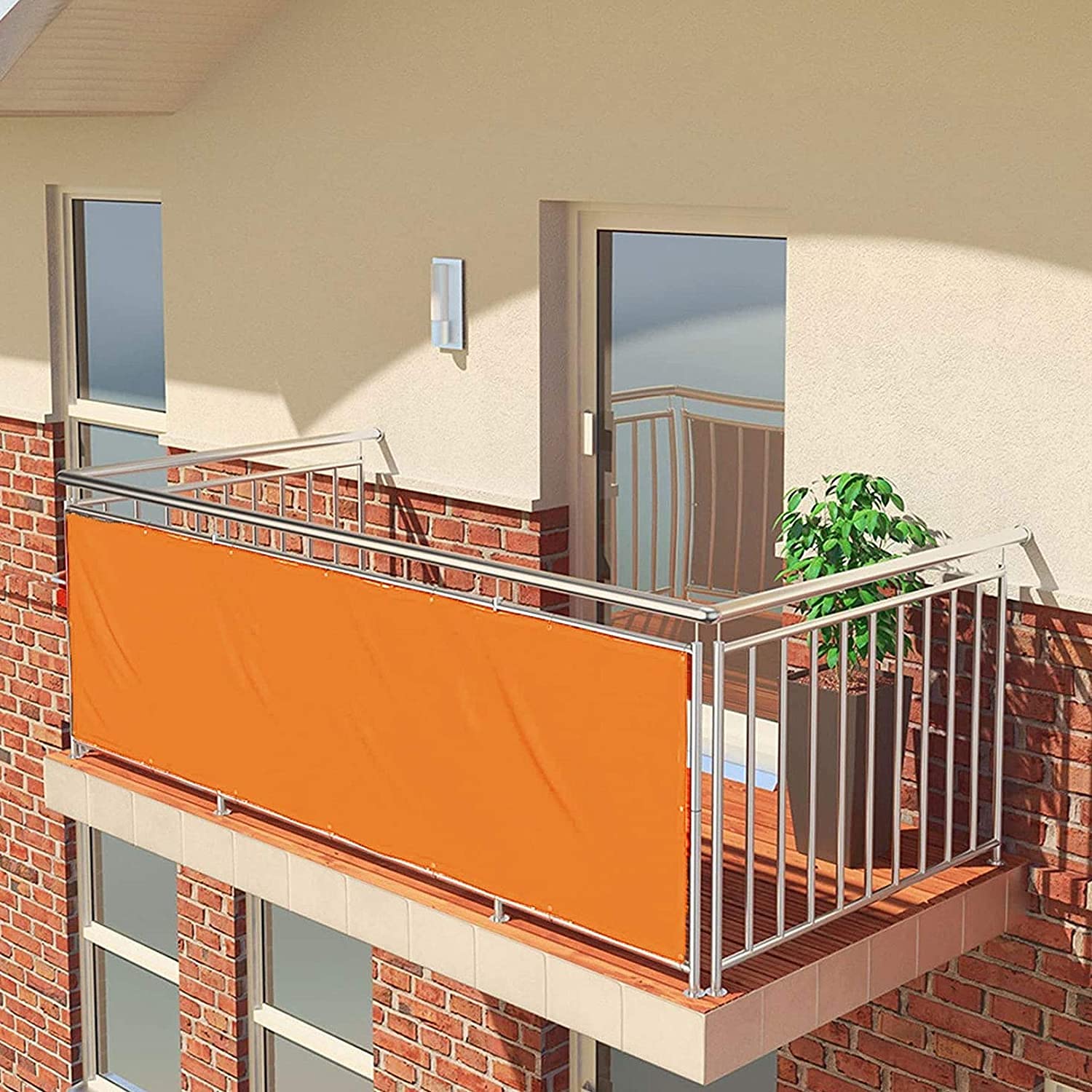 Balkon 1 x 7,5 m pomarańczowa siatka zacieniająca na balkon, taras, do ogrodu, wodoodporna, odporna na warunki atmosferyczne, łatwa pielęgnacja, idealna na boiska sportowe