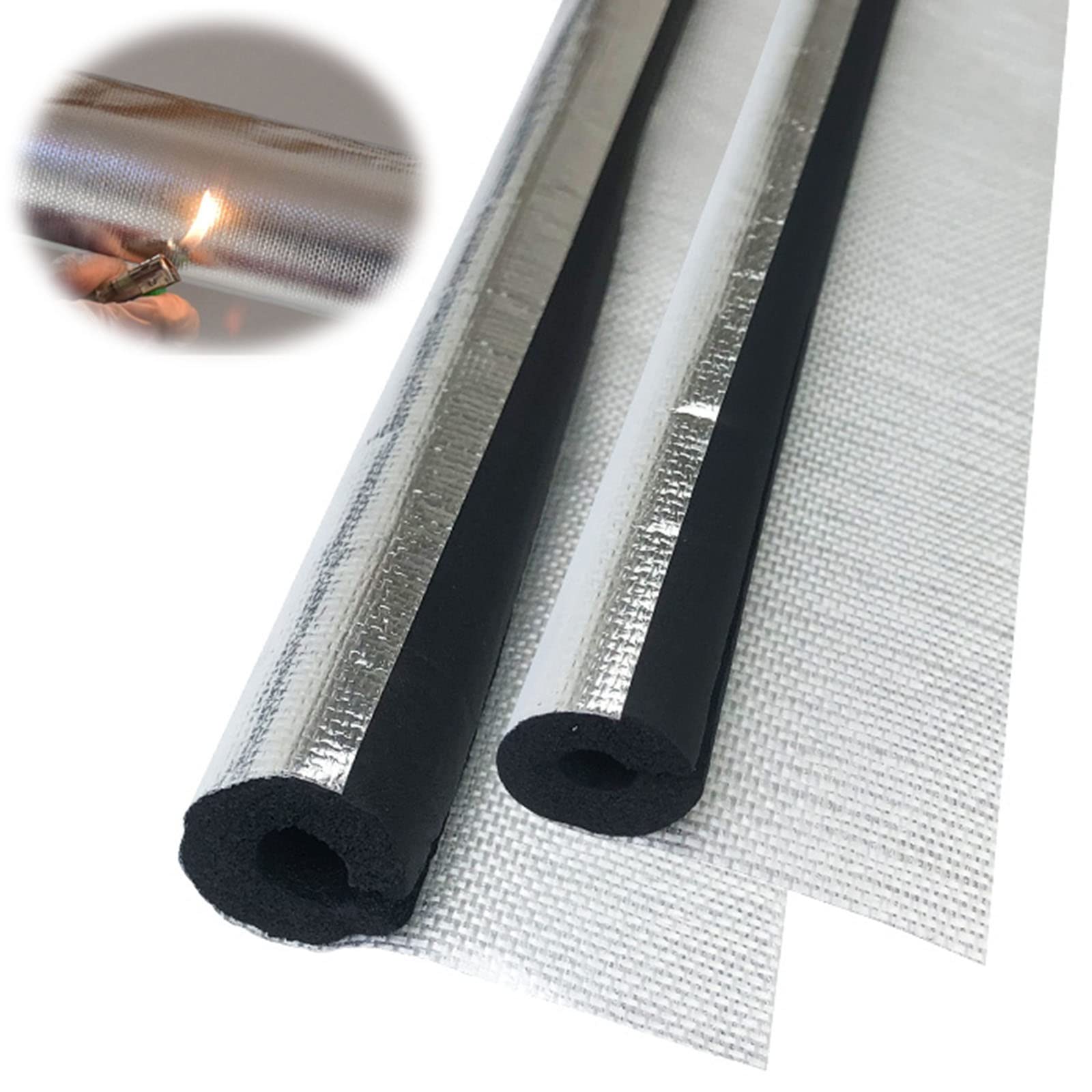 2 Pièces Tuyau Isolation en Papier D'aluminium, Wrap Isolation pour Tuyaux Auto-adhésifs,Tube D'isolation pour Tuyaux en Mousse,Ignifuge, Imperméable,Facile À Installer