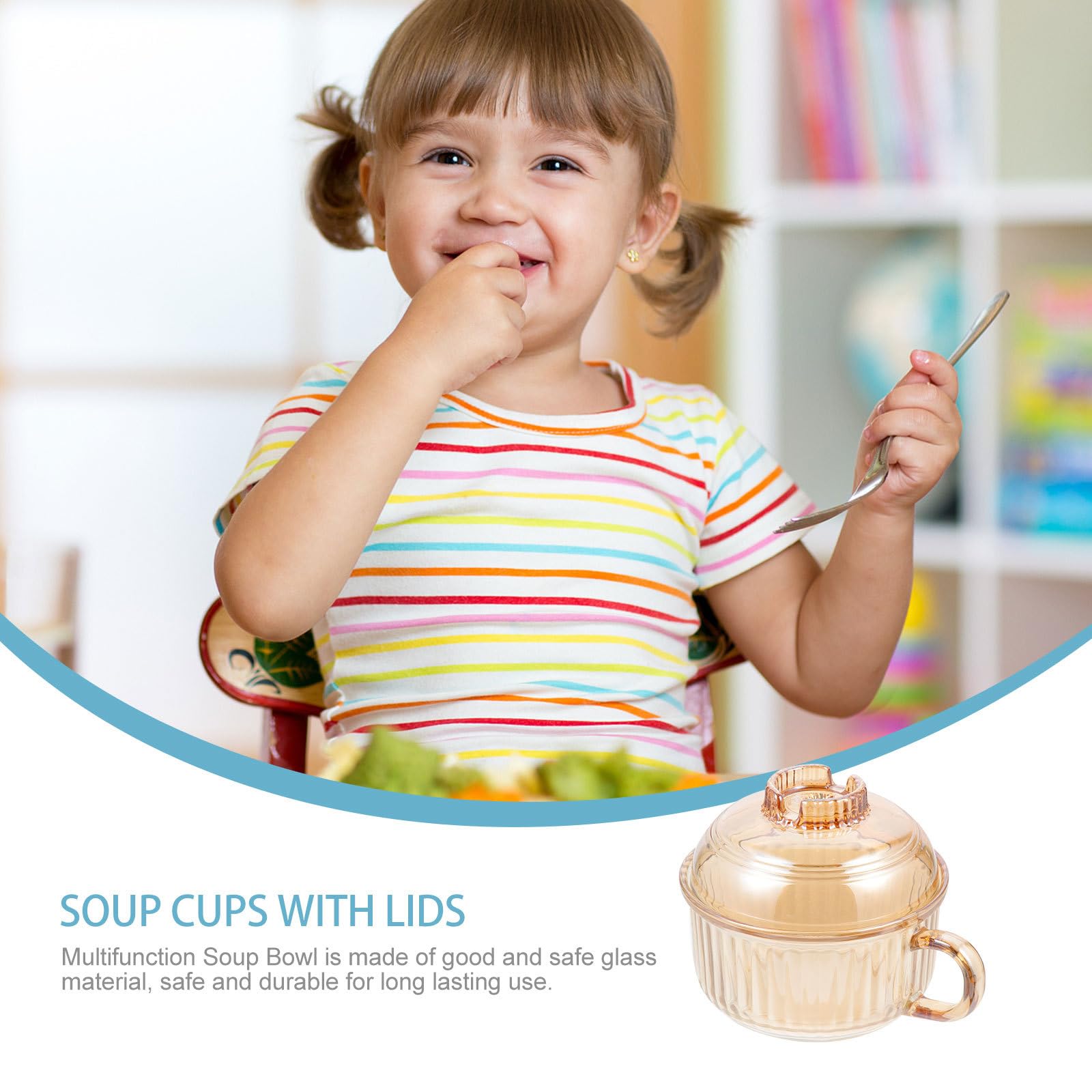 Cuenco de Vidrio Marrón Resistente al Calor y Fácil de Limpiar para Sopa con Tapa Diseño Simple y Delicado Adecuado para Familias y Restaurantes