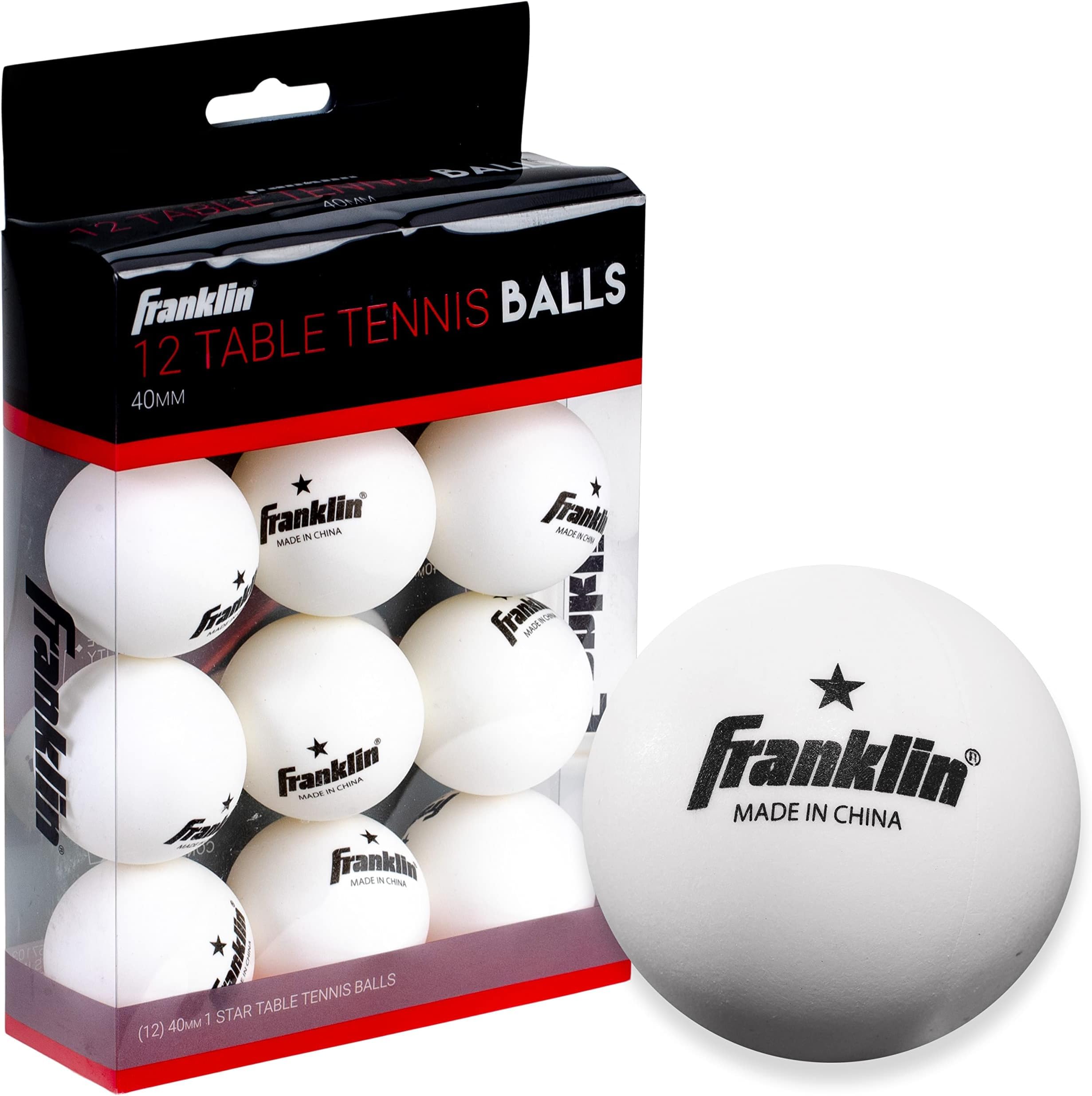 Franklin Sports 1 Star Table Tennis Balls, 40 mm 12 Count (Pack of 6)