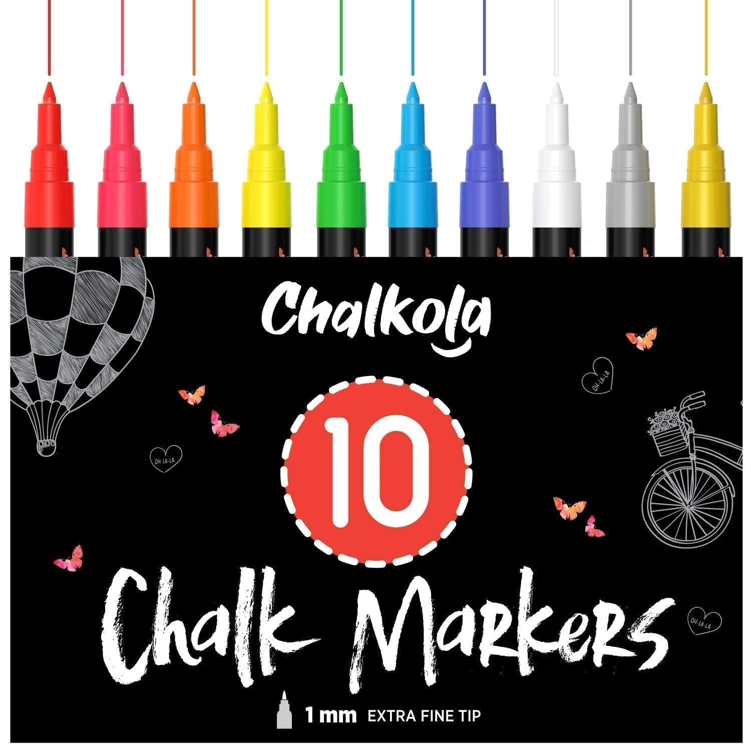 Extra Fine Tip Liquid Chalk Markers, 10-Pack