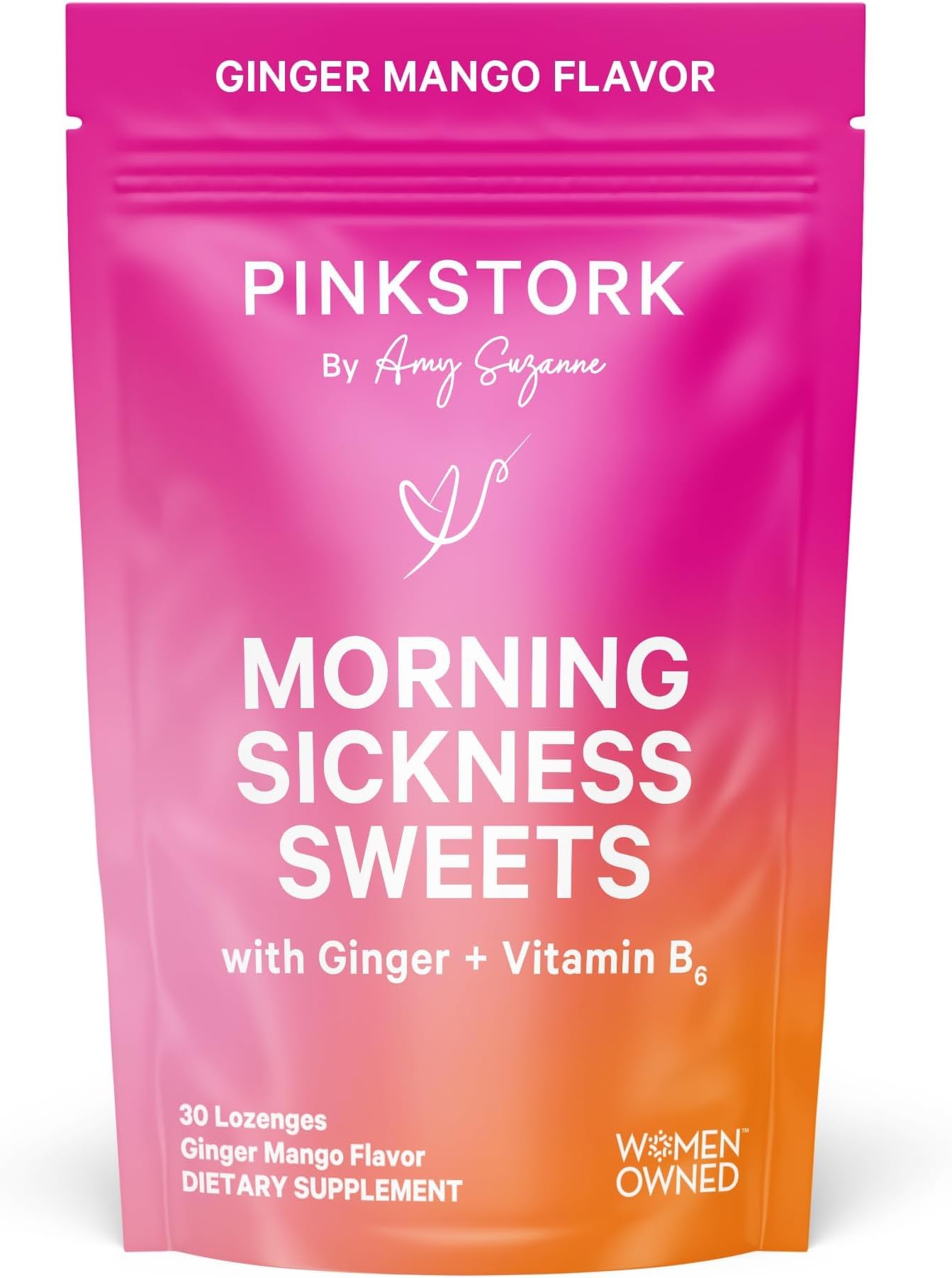 Morning Sickness Sweets, Organic Mango Ginger Candy with Vitamin B6 for Morning Sickness, Motion Sickness, Prenatal Heartburn - Pregnancy Must Haves - 30 Lozenges