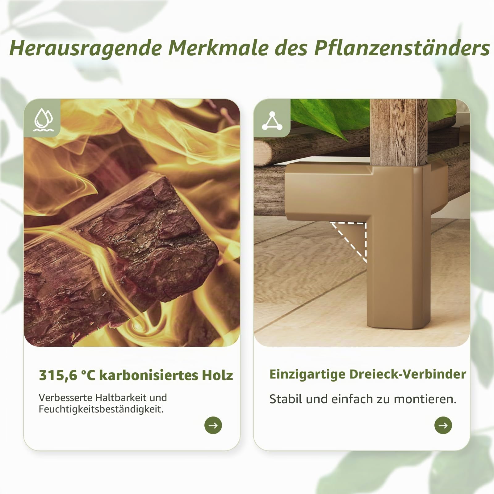 Bamworld Pflanzenständer mit Wachstumslichtern, großes Pflanzenregal für den Innenbereich, Hängepflanzen
