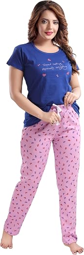 ATTEMPT Women's Night Suit Set for Women, Lounge Wear, Printed Top and Pyjama Set for Women Nightwear/Loungewear/Night Dre...