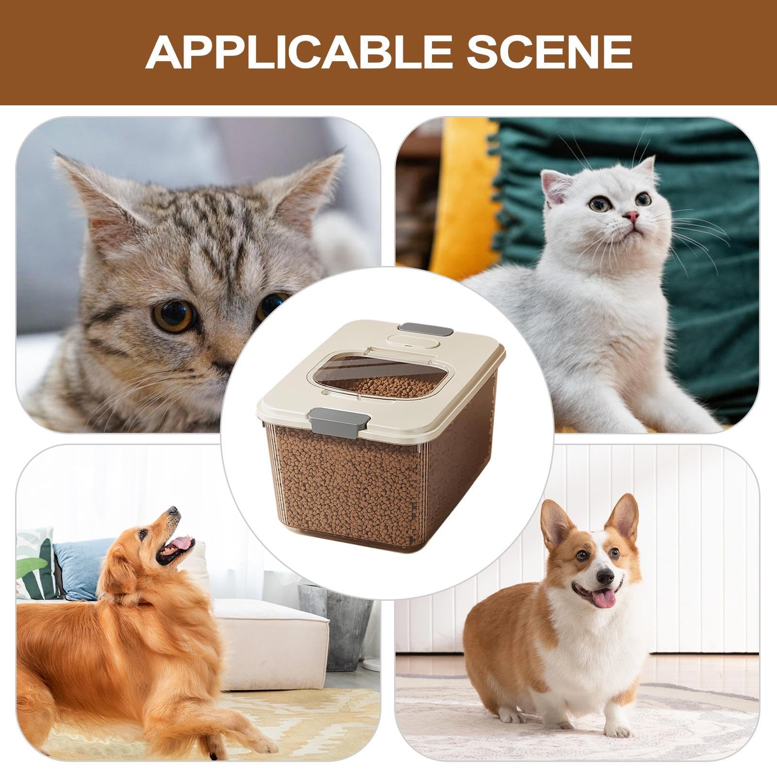 Generico Scatola per Crocchette Ermetico Impermeabile Impilabile | Secchiello Porta Snack Gatti Impilabile Adatto a Cani Gatti Cucina Campeggio All'Aperto