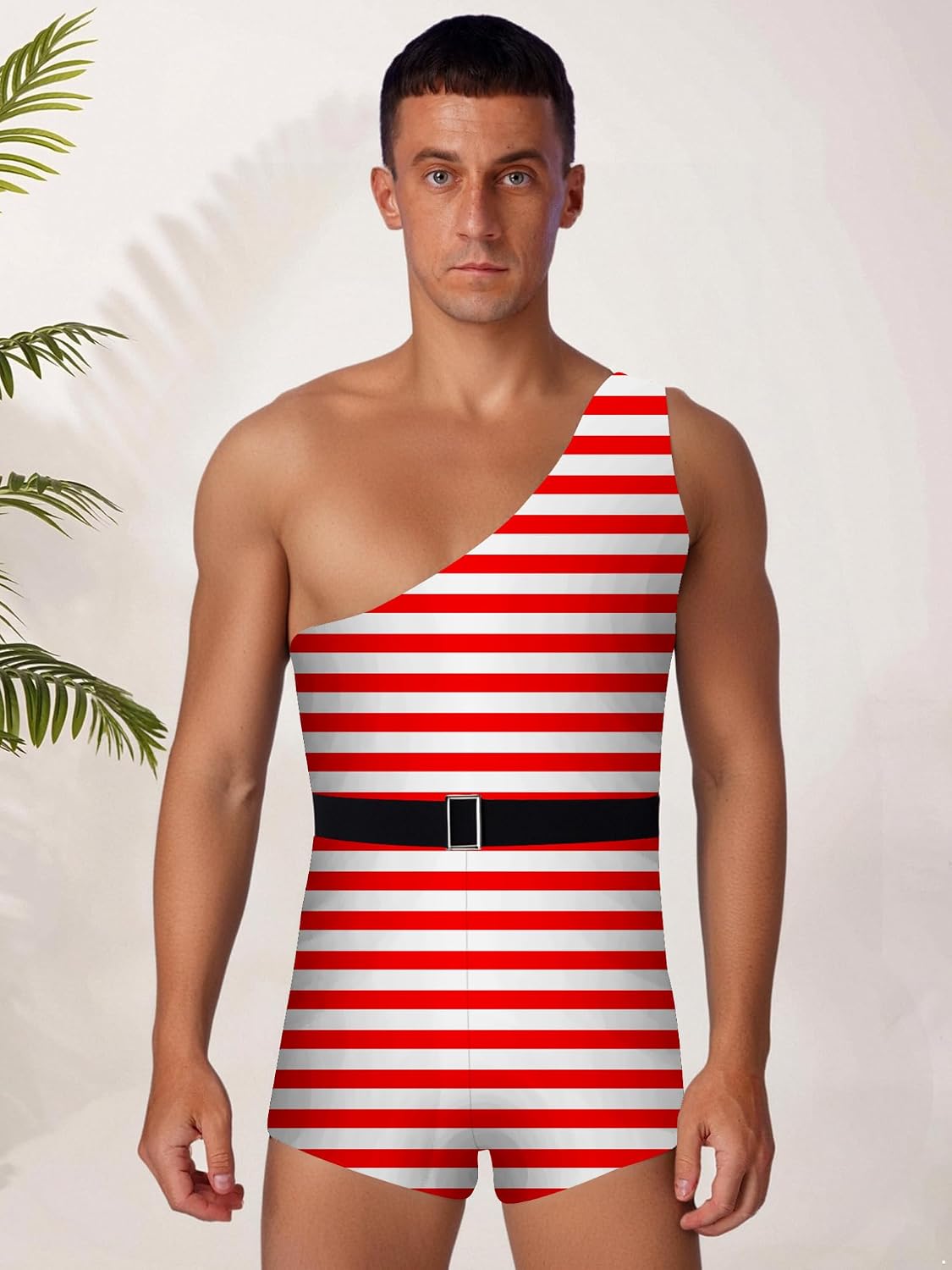 Mens Caveman Costume Leopard-print Pattern Native American Indian Ccsplay Singlet Bodysuits