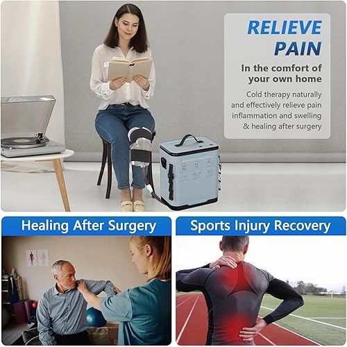 Miniatura 6 de Máquina de terapia de frío con temporizador programable, máquina de hielo portátil para rodilla después de la cirugía, sistema de recuperación de