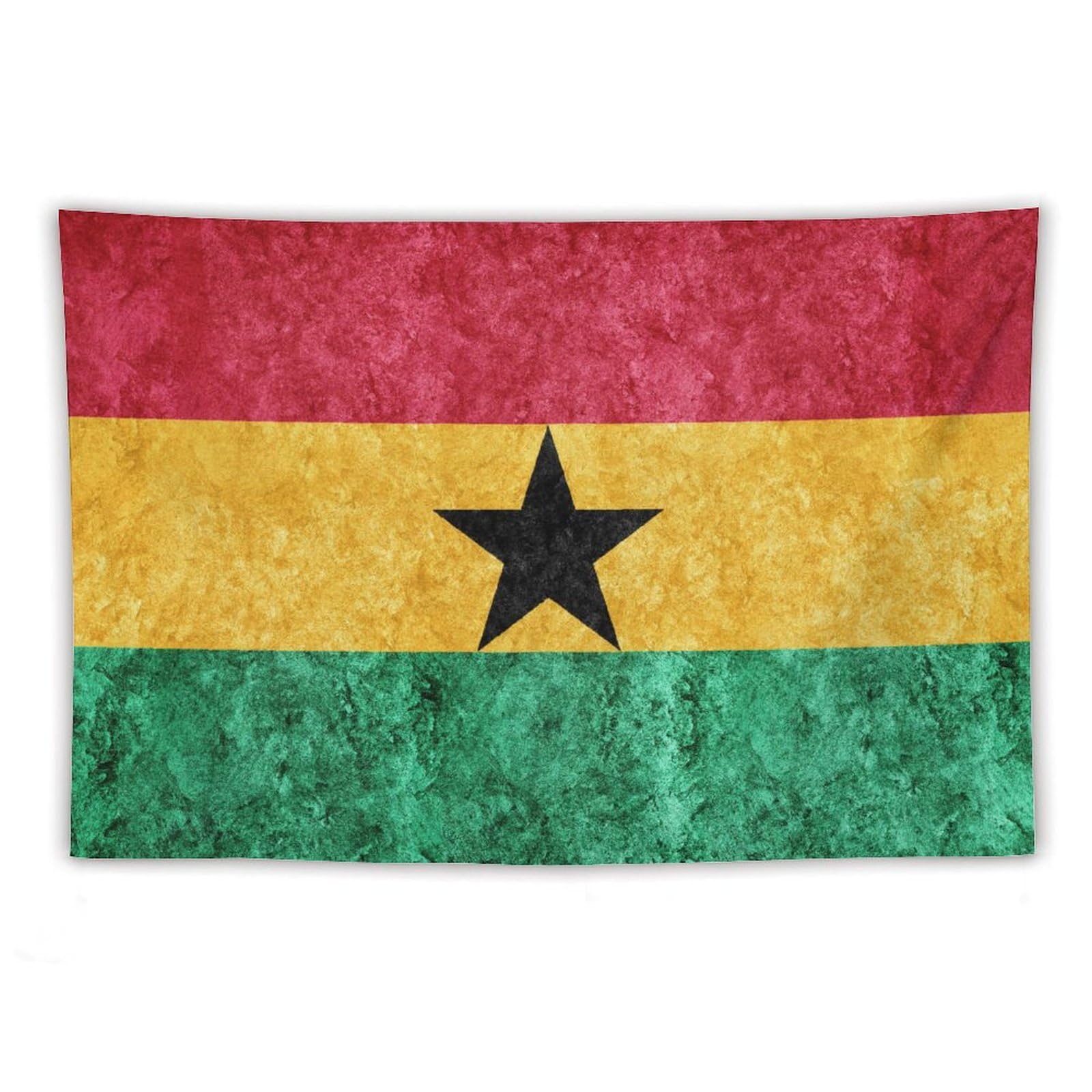 XingFox Ghana Flag Textured Tapestry Wall Hanging National Flag Tapestry for Room Bedroom Dorm Aesthetic Decorations, 60"x90"