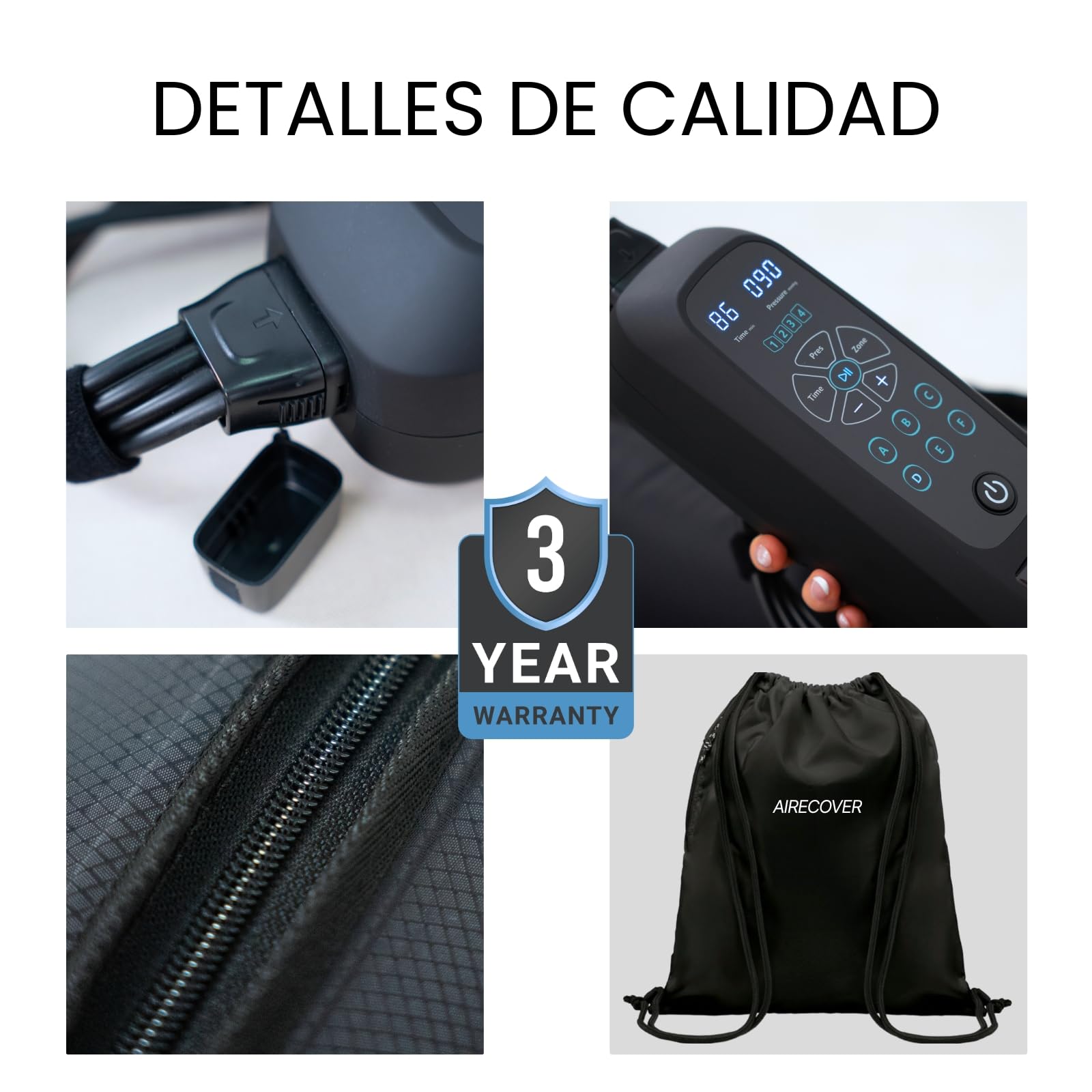 Presoterapia para Casa, Masajeador Piernas con 4 Cámaras para Mejorar la Circulación Sanguínea y Drenaje Linfático, Recovery Boots para Relajación Muscular y Aliviar el Dolor (M:160-175CM)