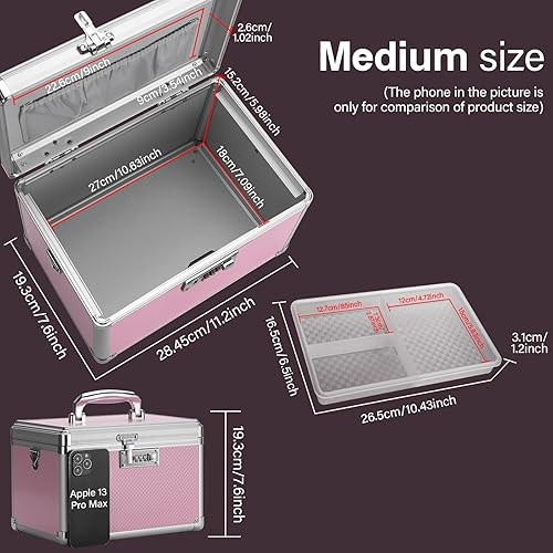 Miniatura 2 de Caja de seguridad para medicamentos con cerradura de combinación, 11.2 x 7.6 x 7.6 pulgadas, caja de almacenamiento segura de primeros auxilios,